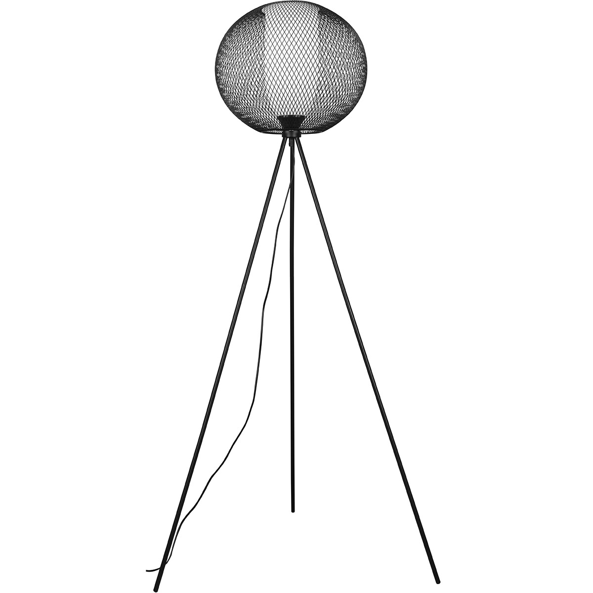 LED Stehlampe - Trion Filtran - E27 Fassung - 1-flammig - Rund - Matt Schwarz - Aluminium