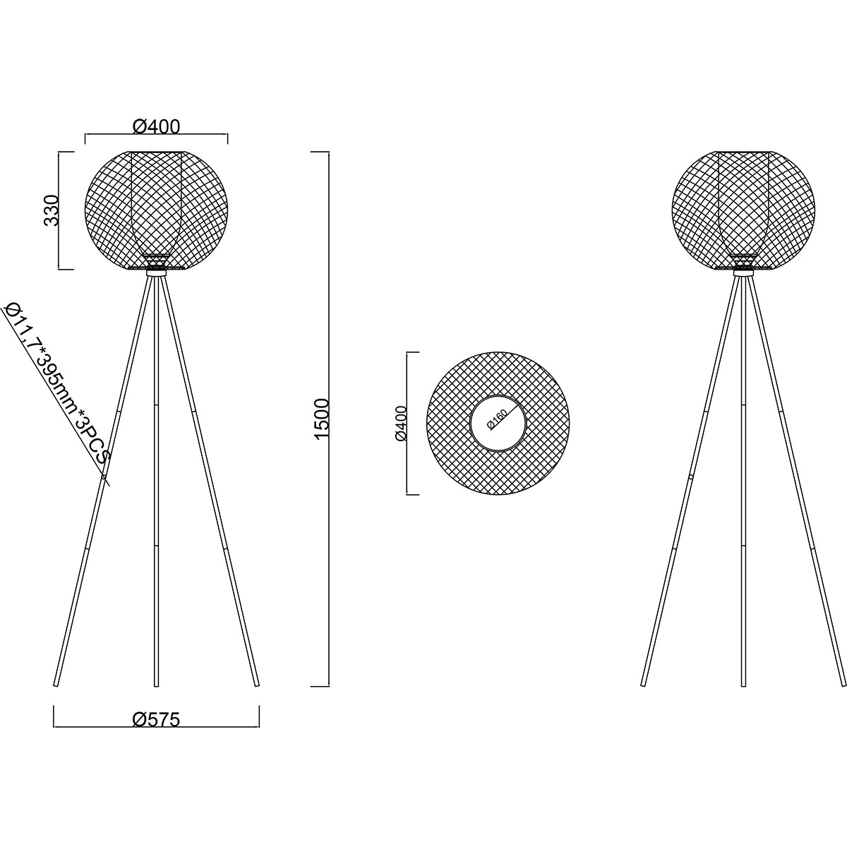 LED Stehlampe - Trion Filtran - E27 Fassung - 1-flammig - Rund - Matt Schwarz - Aluminium