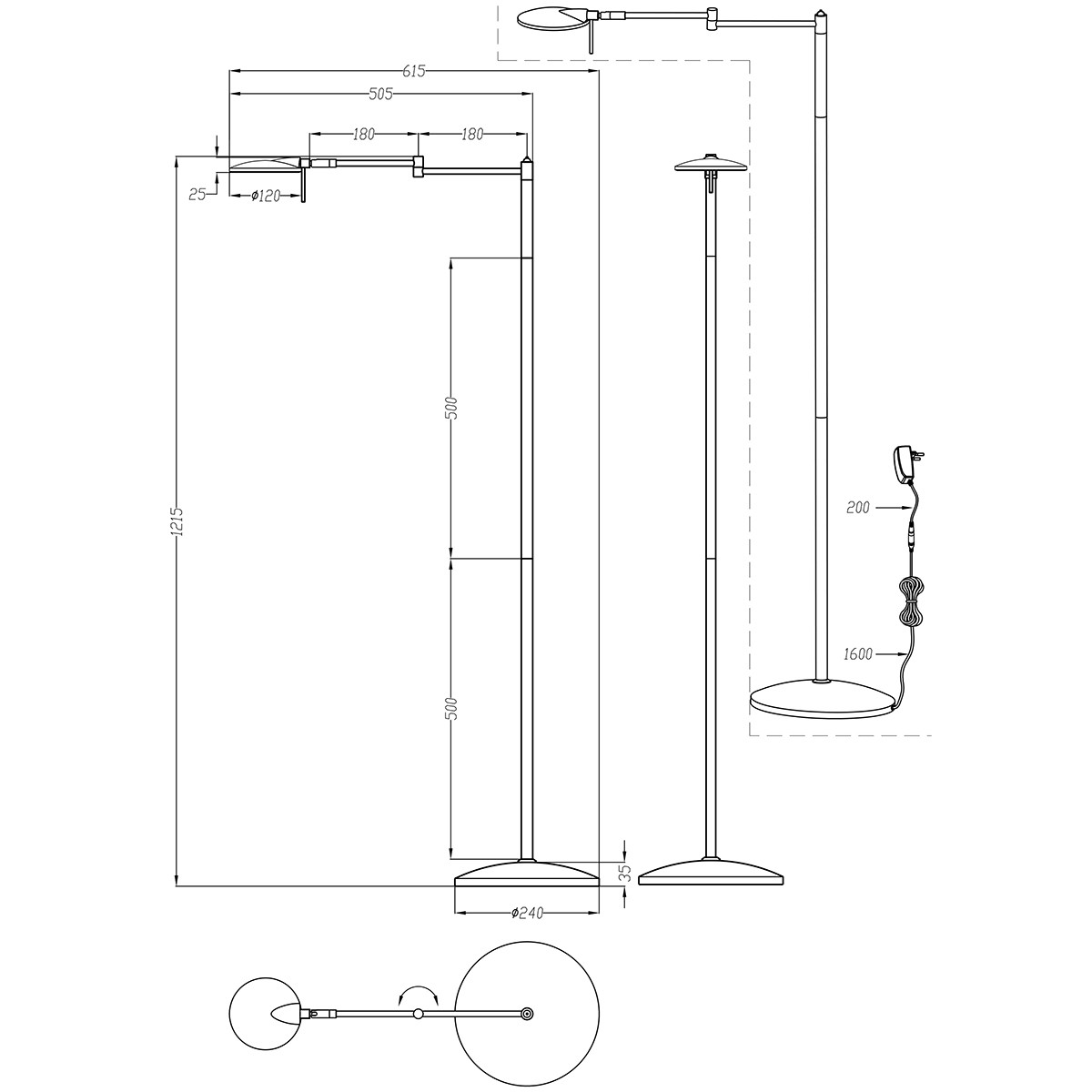 LED Stehleuchte - Trion Kazin - 8W - Warmweiß 3000K - Dimmbar - Rund - Matt Nickel - Aluminium