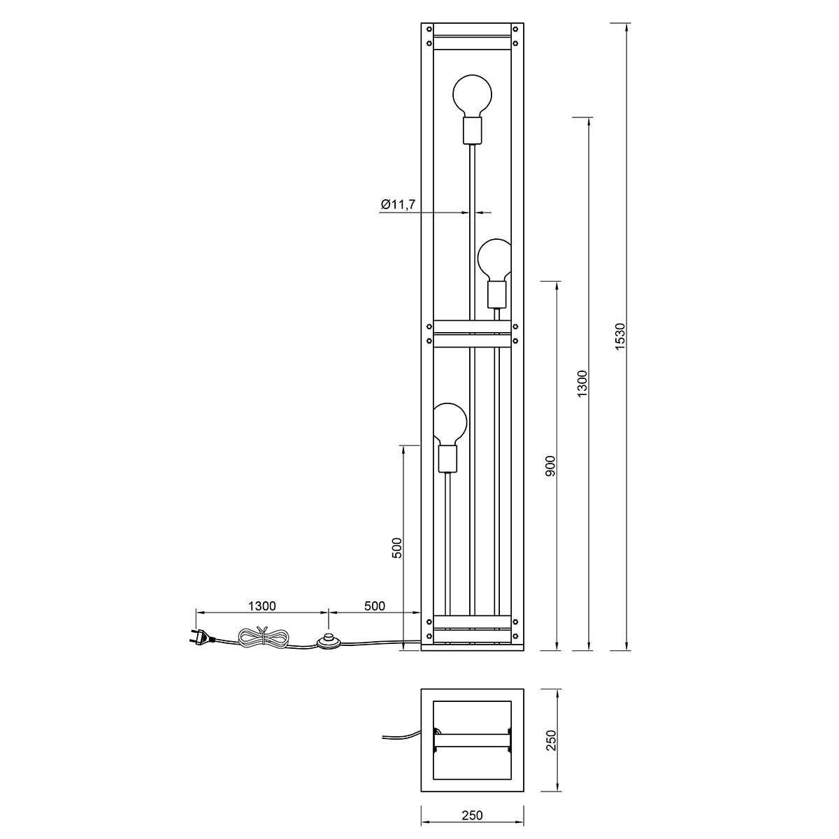 LED Stehleuchte - Trion Khon - E27 Sockel - Rechteckig - Mattes Nickel - Aluminium