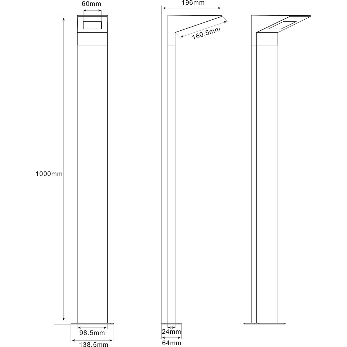 LED Gartenbeleuchtung - Stehlampe - Trion Nilsona XL - 8W - Warmweiß 3000K - Rechteck - Matt Anthrazit - Aluminium