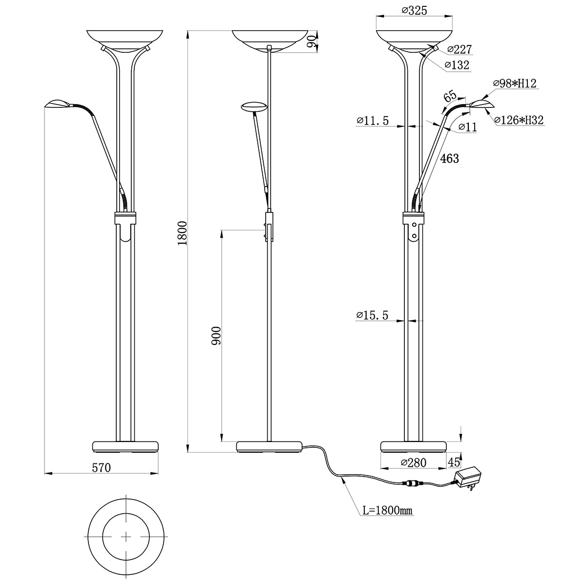 LED Stehleuchte - Trion Orsan - 31W - Warmweiß 3000K - Dimmbar - Rund - Mattes Gold - Aluminium