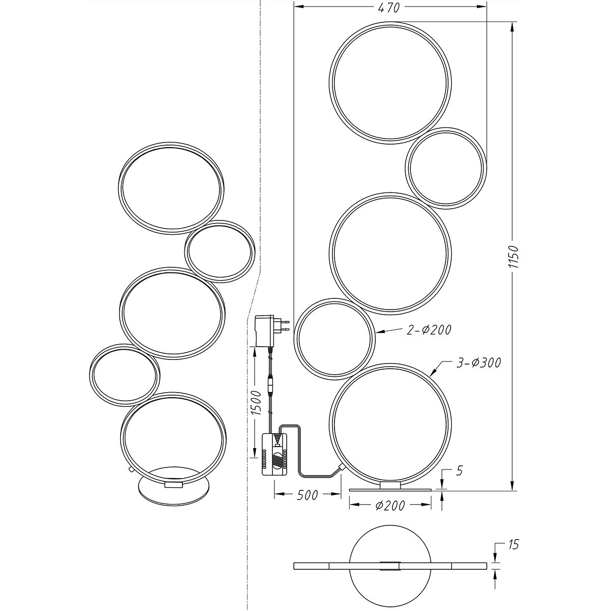 LED Stehleuchte - Trion Rundy - 36W - Warmweiß 3000K - Dimmbar - Rund - Mattweiß - Aluminium