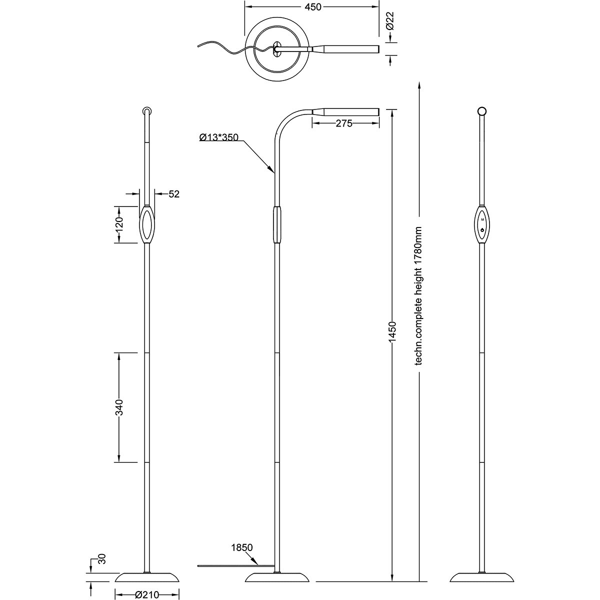 LED Stehleuchte - Trion Root - 5W - Anpassbare Farbe - Berührungsschalter - Weiß - Kunststoff