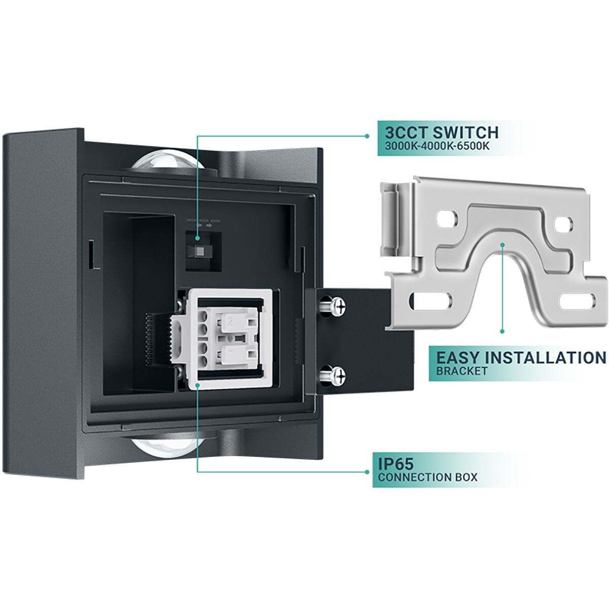 LED-Wandleuchte - Brinton Victo - Up & Down - 2W 180lm - Einstellbare Lichtfarbe CCT - Für Außen und Innen - Wasserdicht IP65 - Rechteckig - Anthrazit