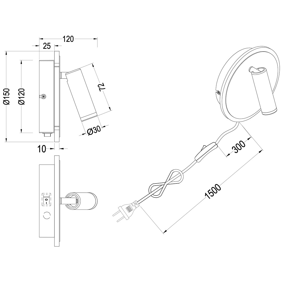 LED Wandlampe - Trion Jodan - 7W - Warmweiß 3000K - Rund - Mattweiß - Aluminium