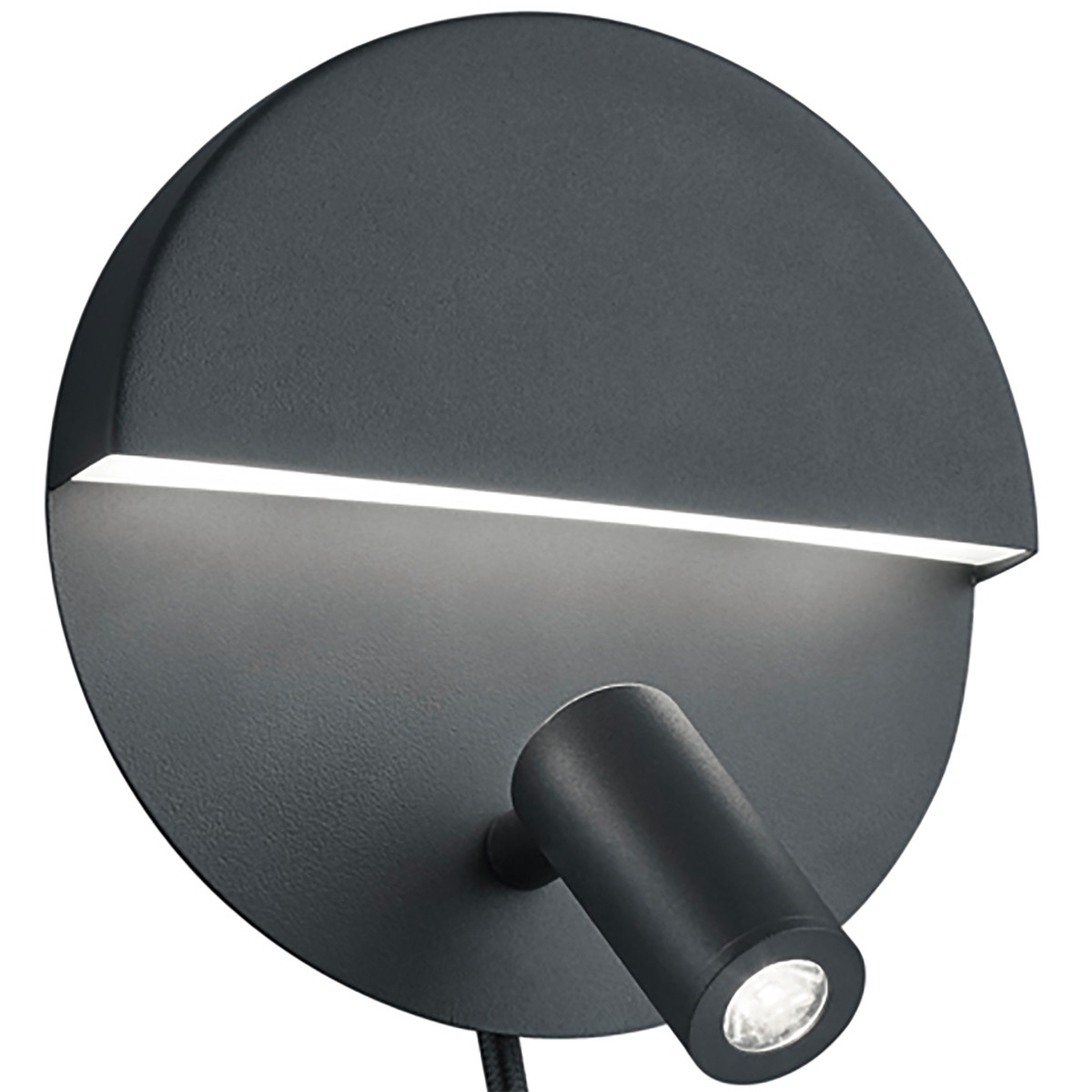 LED Wandlampe - Trion Marano - 8W - Warmweiß 3000K - Rund - Mattschwarz - Aluminium