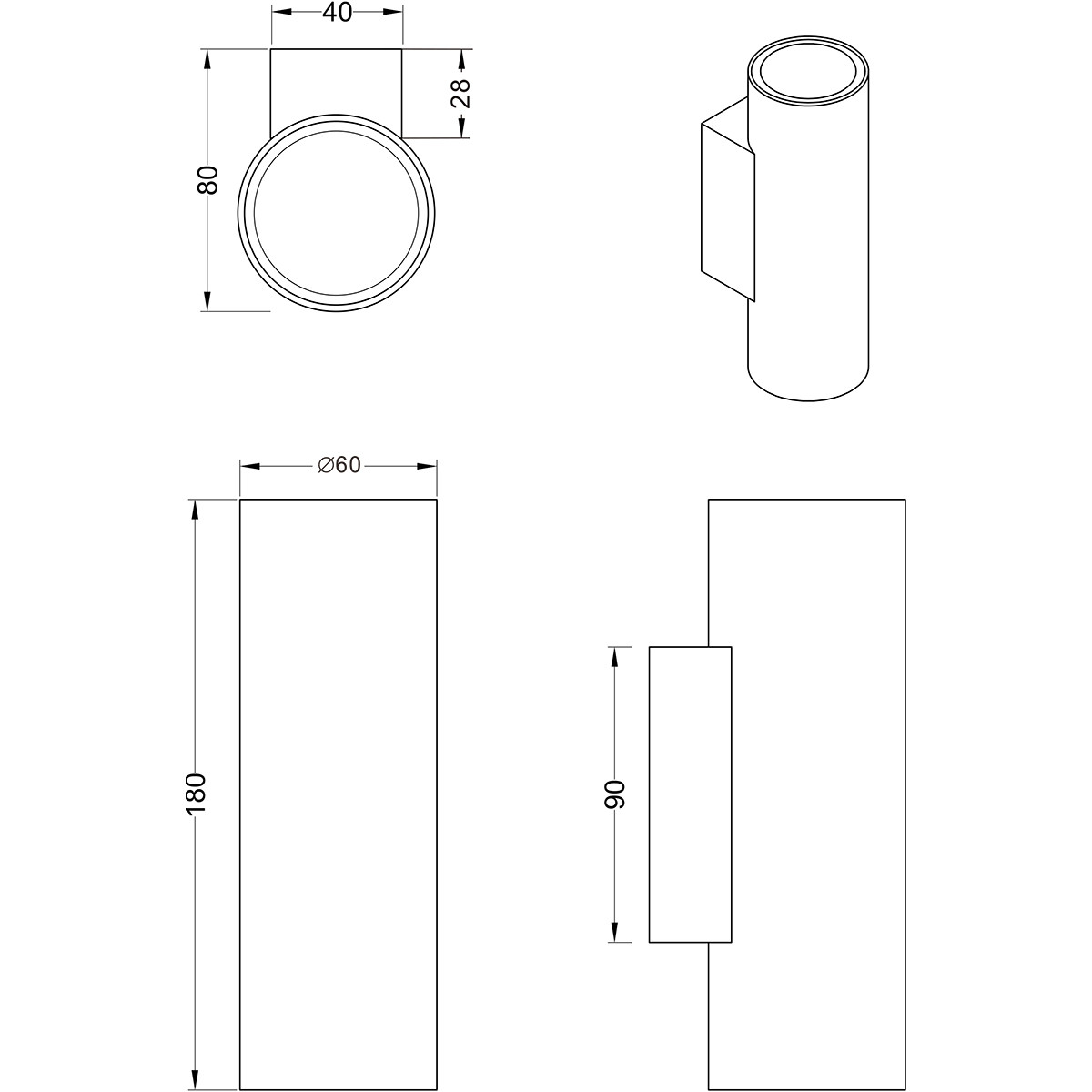 LED Wandlampe - Trion Mary - GU10 Sockel - Rund - Mattschwarz - Aluminium