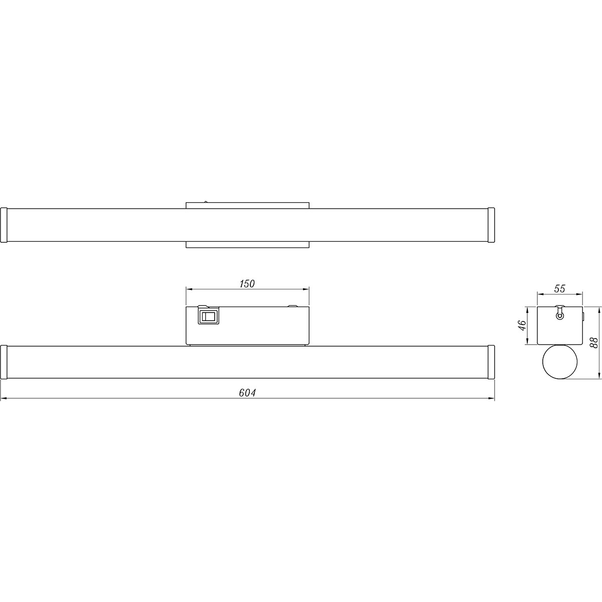 LED Wandleuchte - Trion Mitrona - 6.5W - Warmweiß 3000K - Rund - Matt Schwarz - Aluminium