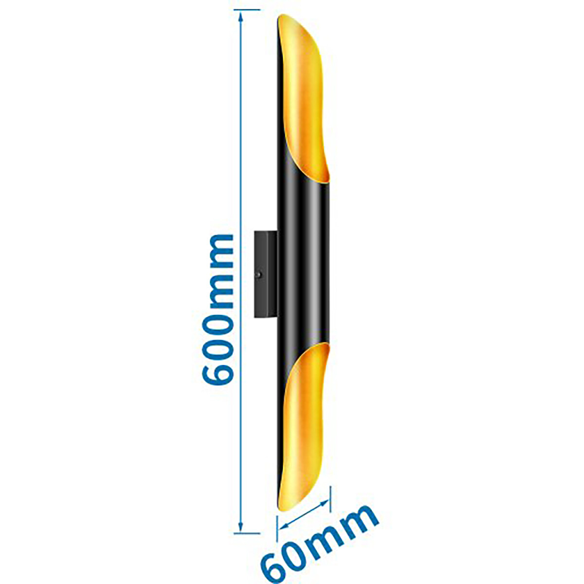 LED Wandleuchte - Wandbeleuchtung - Aigi Hataki Up and Down - E27 Fassung - 2-flammig - Rund - Matt Schwarz/Gold - Aluminium