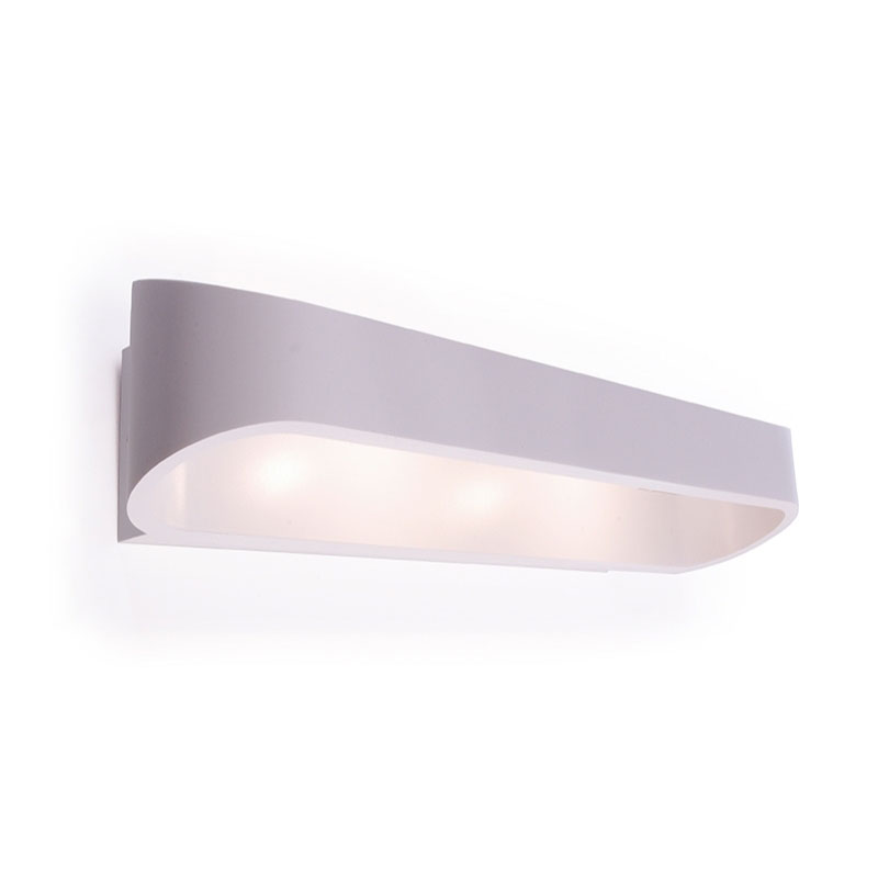 LED Wandlampe - Wandleuchte - 18W - Universalweiß 4000K - Mattweiß Aluminium - Oval