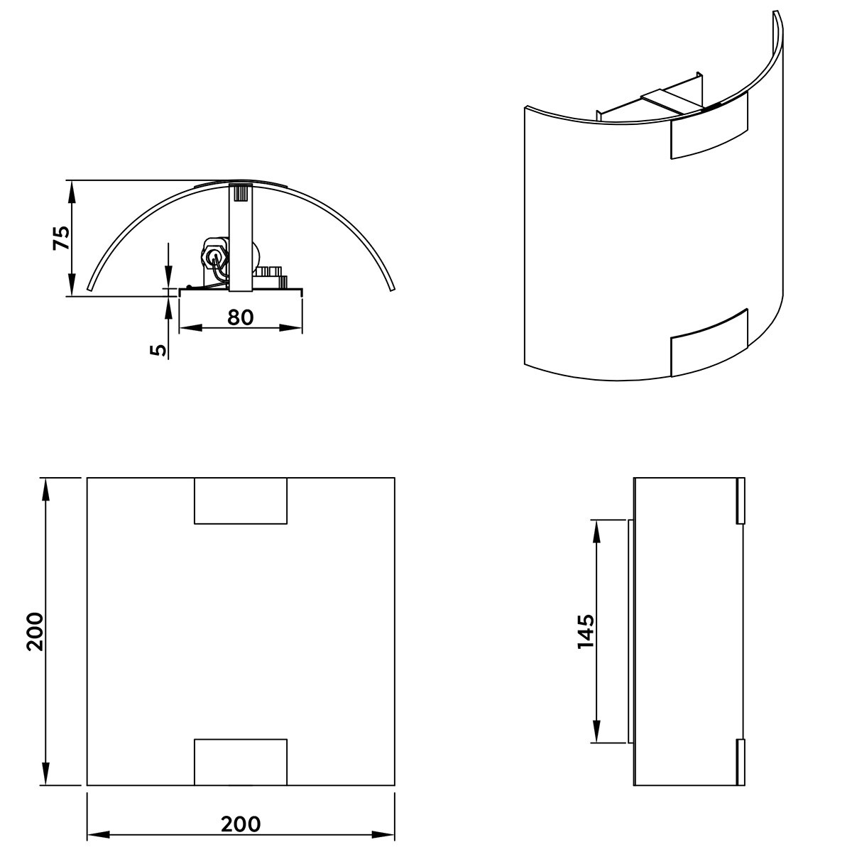 LED Wandleuchte - Wandbeleuchtung - Trion Arup - E27 Fassung - 1-Licht - Quadratisch - Nickel Matt - Metall