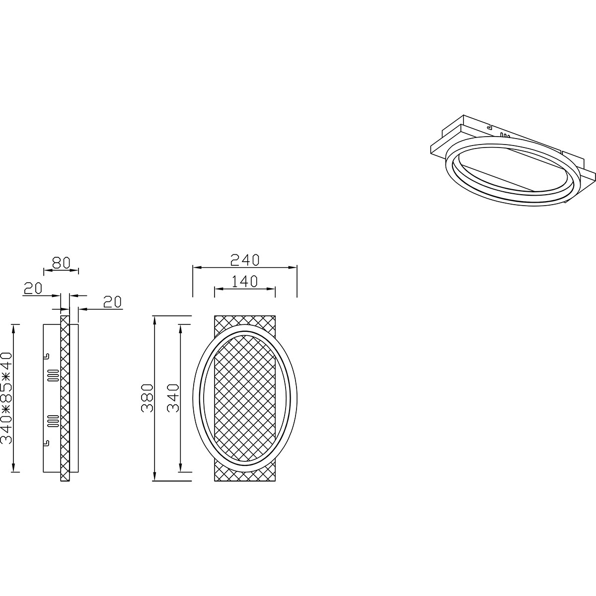 LED-Wandleuchte - Wandbeleuchtung - Trion Bara - 16W - Warmweiß 3000K - Dimmbar - Rechteckig/Oval - Mattweiß - Metall