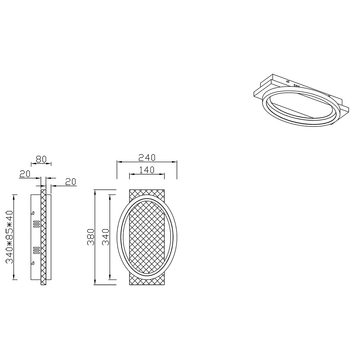 LED-Wandleuchte - Wandbeleuchtung - Trion Bara - 16W - Warmweiß 3000K - Dimmbar - Rechteckig/Oval - Mattschwarz - Metall