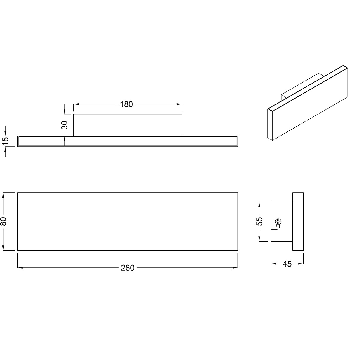 LED Wandlampe - Wandleuchte - Trion Concy - 12W - Warmweiß 3000K - Dimmbar - Rechteckig - Mattschwarz - Aluminium