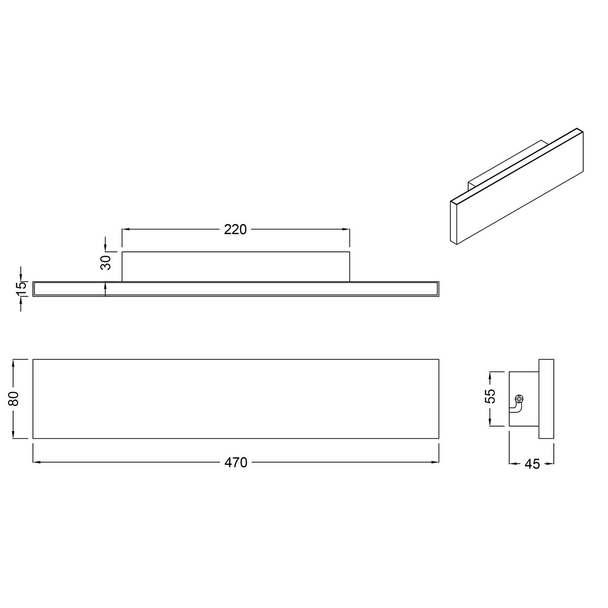 LED Wandlampe - Wandleuchte - Trion Concy - 18W - Warmweiß 3000K - Dimmbar - Rechteckig - Mattschwarz - Aluminium