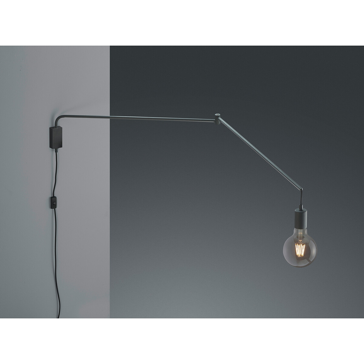 LED Wandlampe - Wandleuchte - Trion Live - E27 Sockel - Rechteckig - Mattschwarz - Aluminium