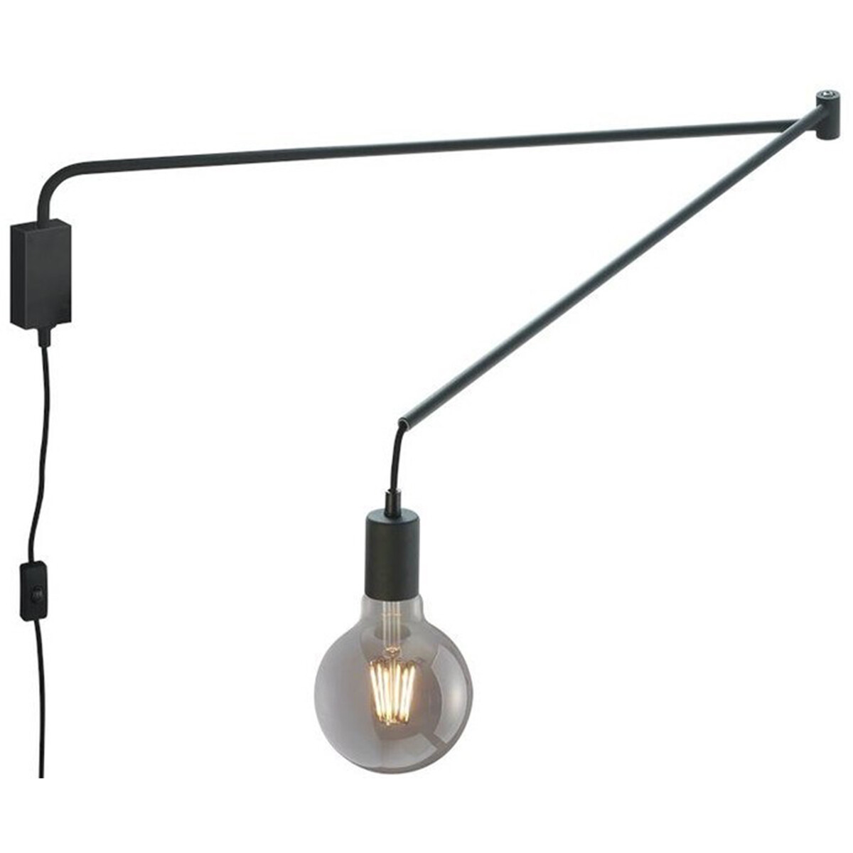 LED Wandlampe - Wandleuchte - Trion Live - E27 Sockel - Rechteckig - Mattschwarz - Aluminium