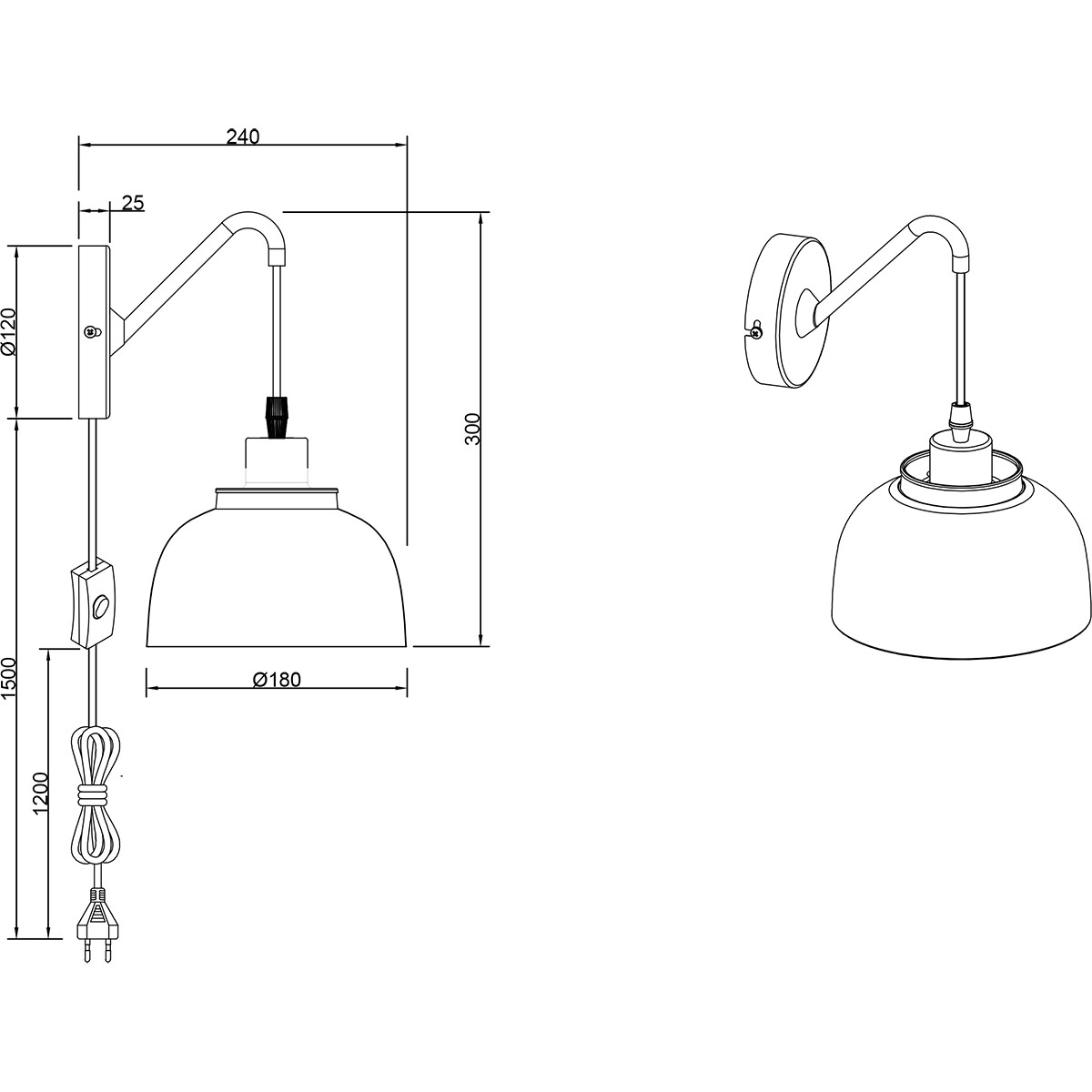 LED Wandleuchte - Wandbeleuchtung - Trion Palmo - E27 Fassung - Rund - Matt Schwarz - Aluminium