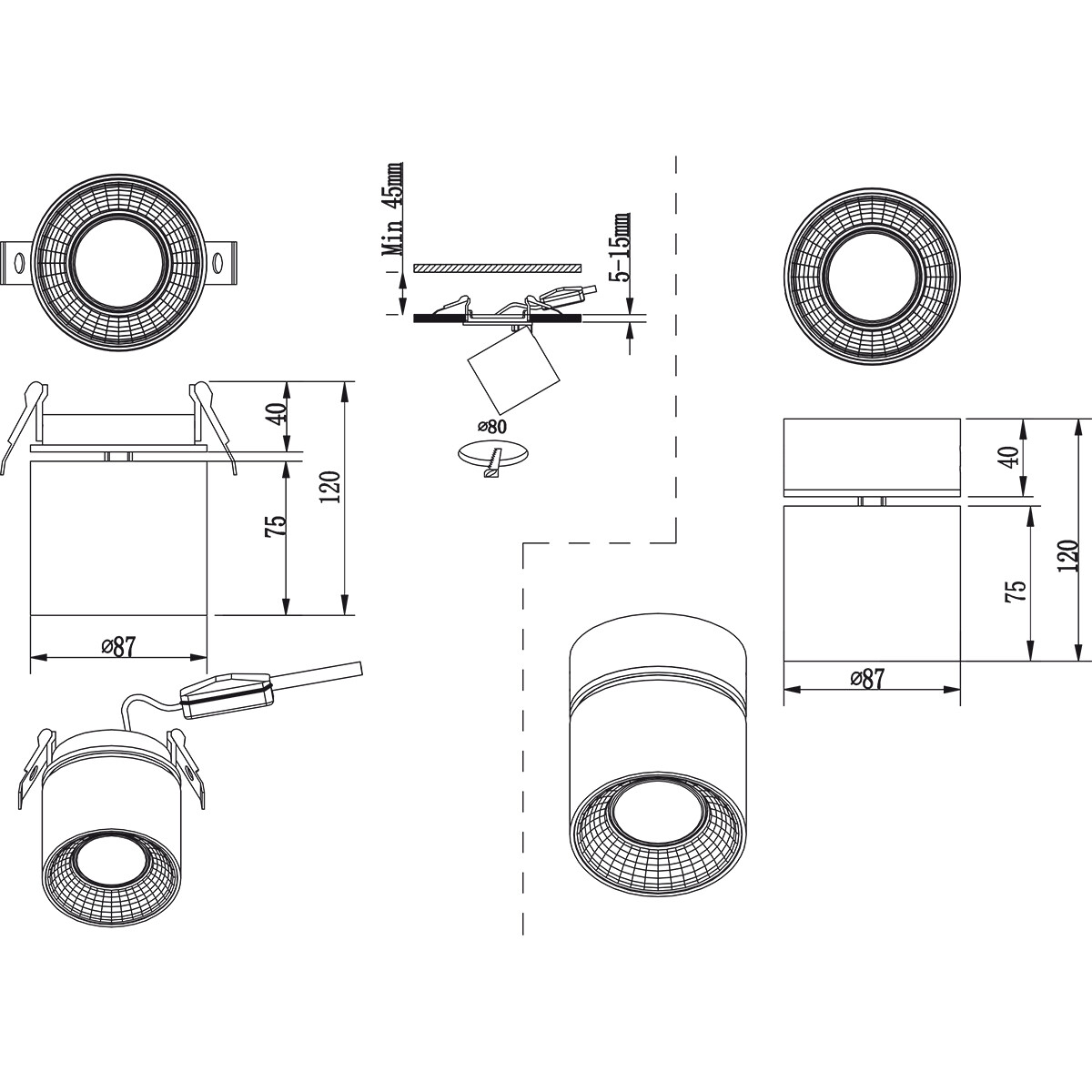 LED-Wandleuchte - Wandbeleuchtung - Trion Pinati - GU10-Fassung - Rund - Matt Nickel - Metall