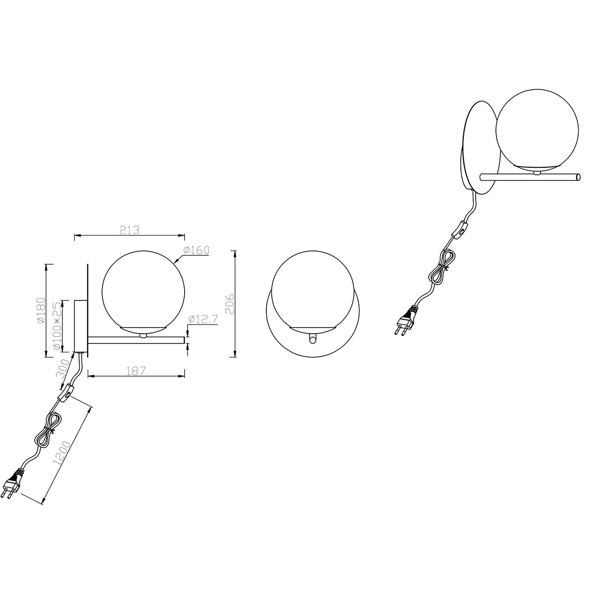 LED Wandlampe - Wandleuchte - Trion Pora - E14 Sockel - Rund - Mattes Gold - Aluminium