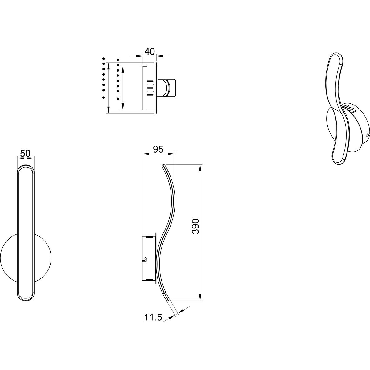 LED Wandleuchte - Wandbeleuchtung - Trion Prigon - 11W - Neutralweiß 4000K - Dimmbar - Rechteckig - Glanz Chrom - Aluminium