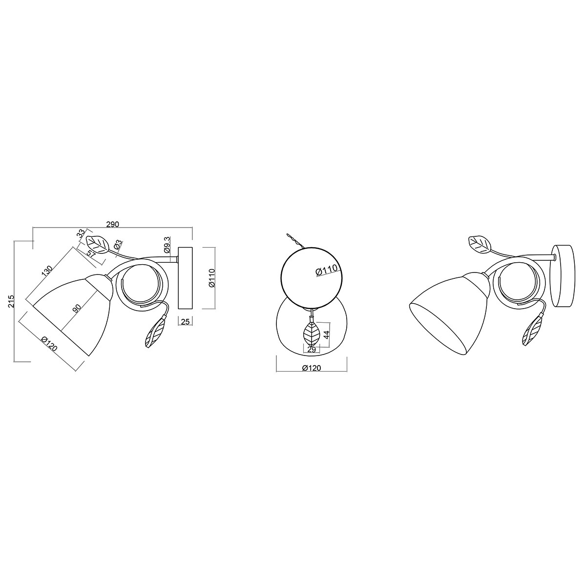 LED Wandlampe - Wandleuchte - Trion Trada - E14 Sockel - Rund - Antikgrau - Aluminium