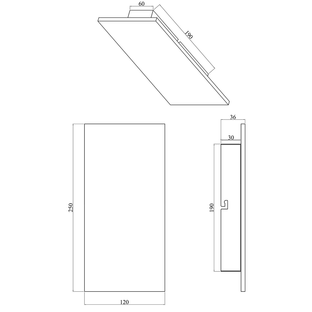 LED Wandlampe - Wandleuchte - Trion Varen - 9W - Warmweiß 3000K - Rechteckig - Mattschwarz - Beton