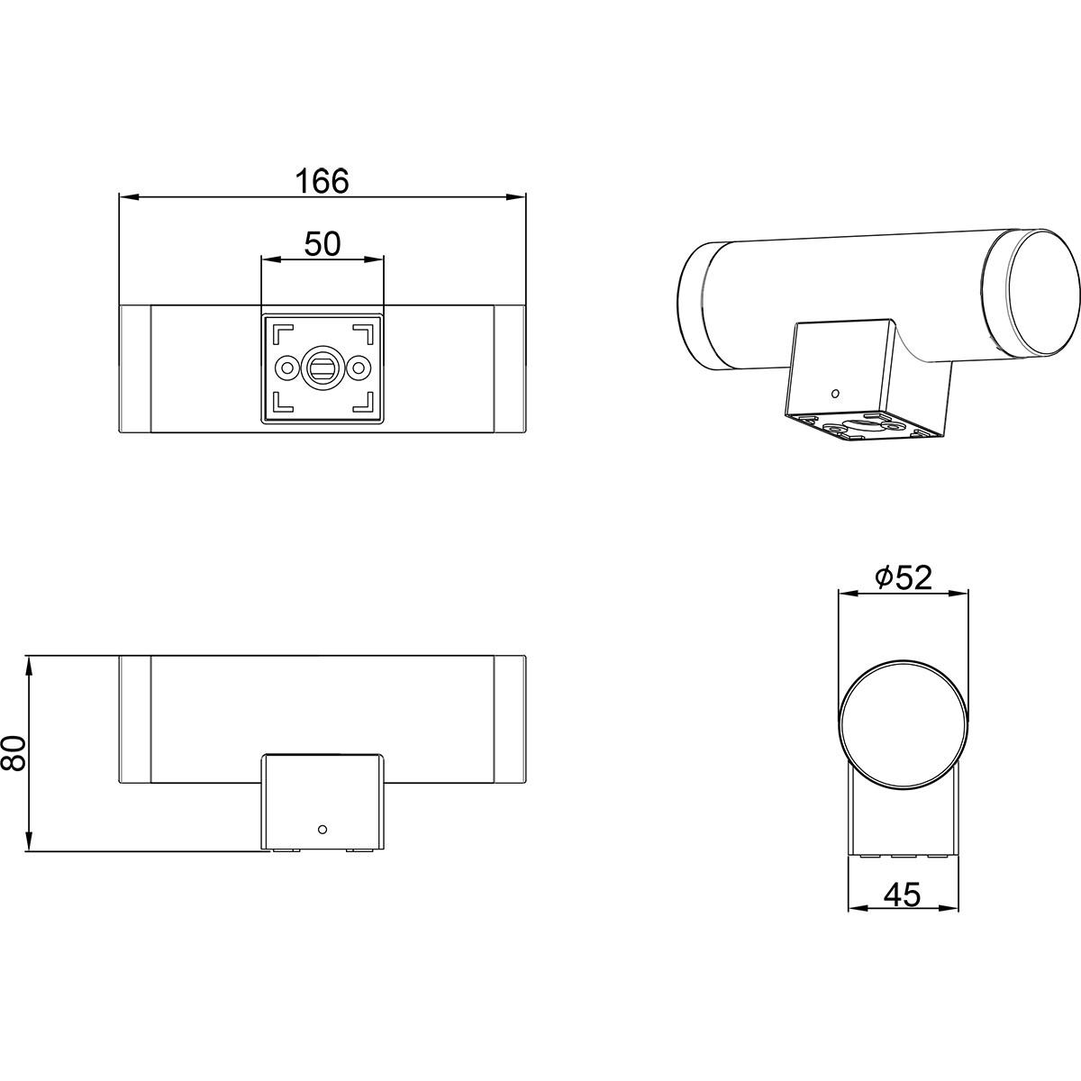 LED Wandleuchte - Wandbeleuchtung - Trion Yar - 8W - Warmweiß 3000K - Rund - Matt Schwarz - Kunststoff