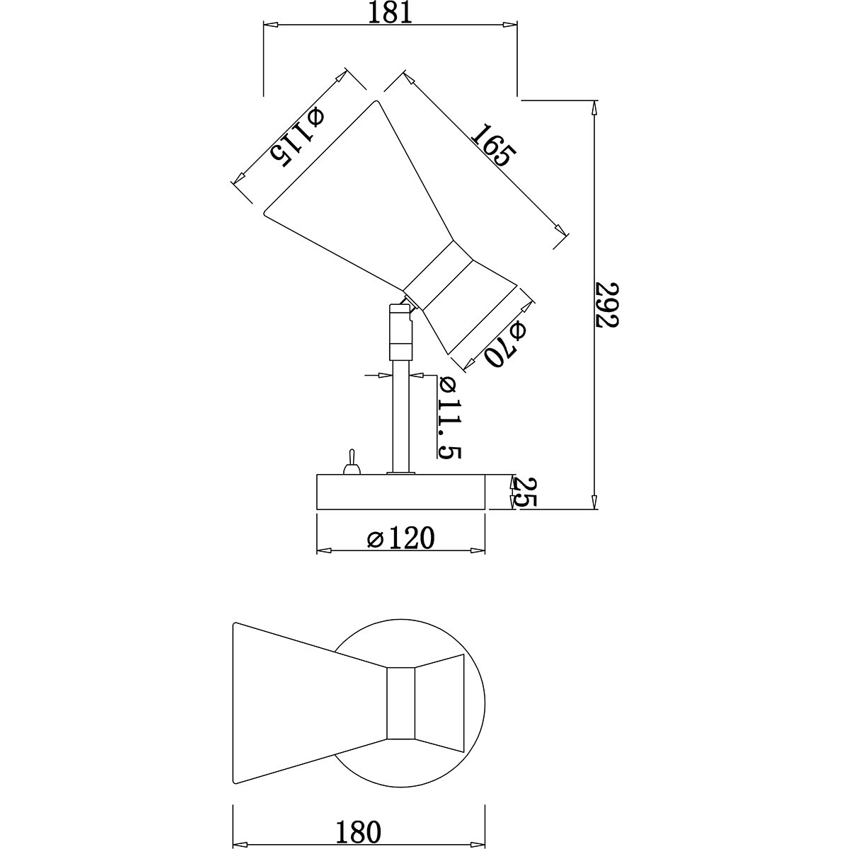 LED Wandleuchte - Wandbeleuchtung - Trion Zen - E27 Fassung - 1-Licht - Rund - Matt Nickel - Metall