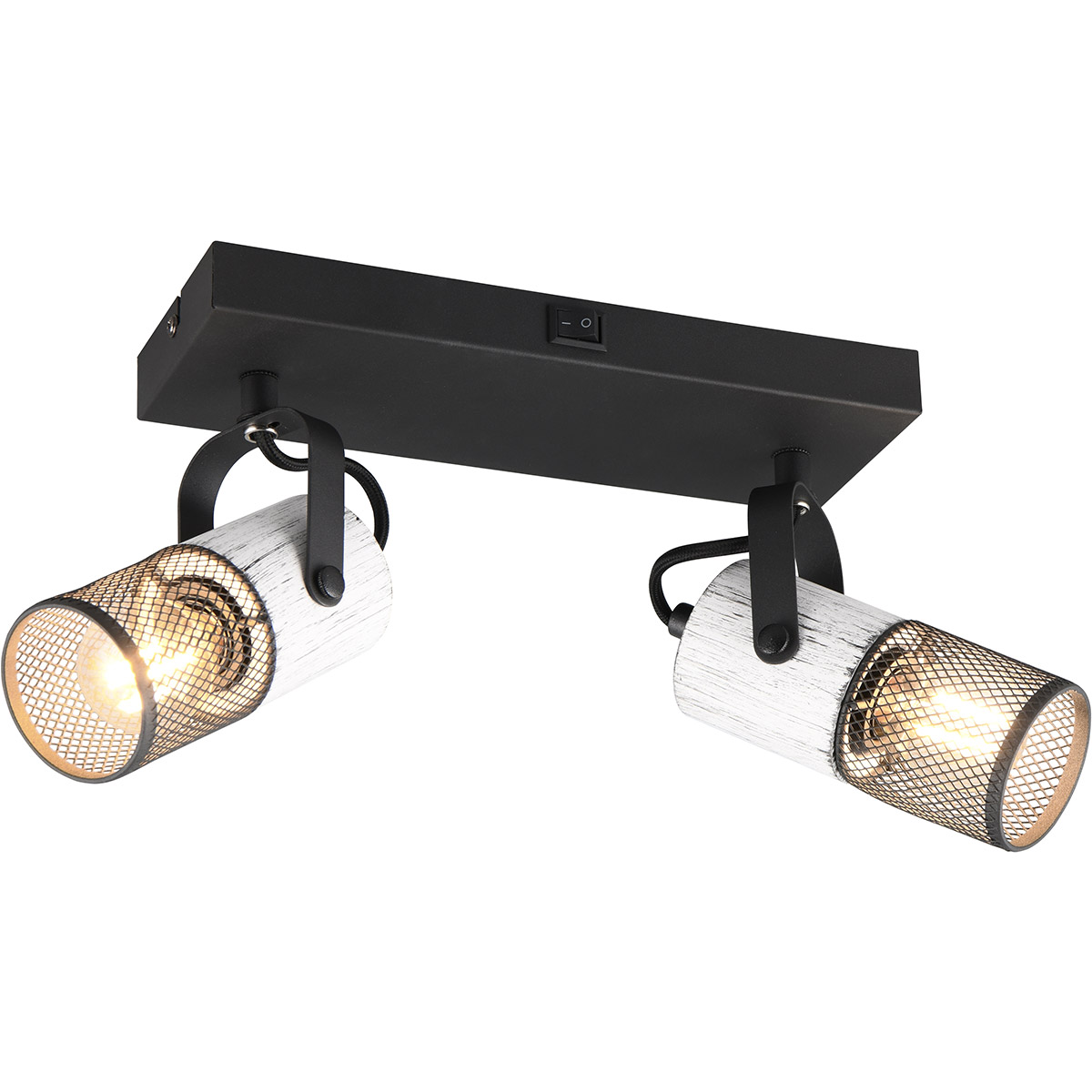 LED Wandspot - Trion Josh - E14 Fassung - 2-Licht - Rund - Schwarz Weiß - Metall