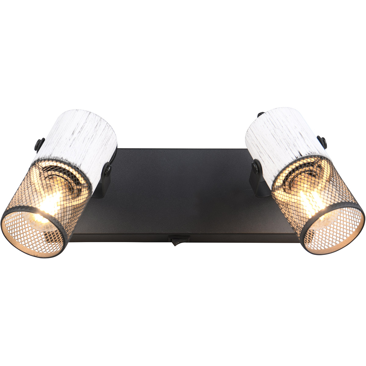 LED Wandspot - Trion Josh - E14 Fassung - 2-Licht - Rund - Schwarz Weiß - Metall