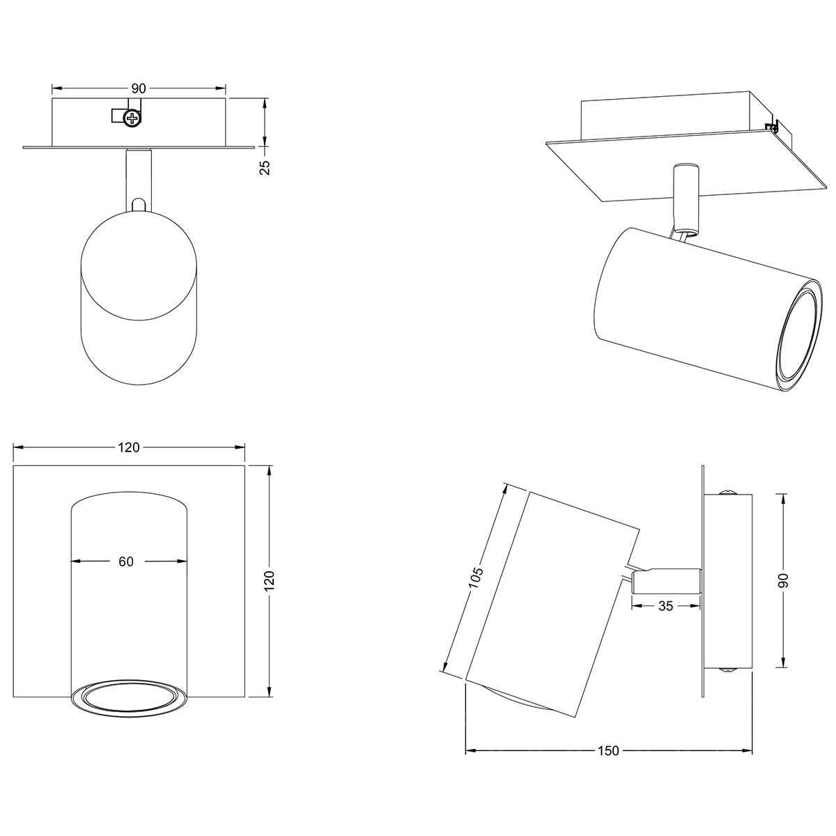 LED Wandfluter - Trion Mary - GU10 Sockel - Quadratisch - Mattes Nickel - Aluminium