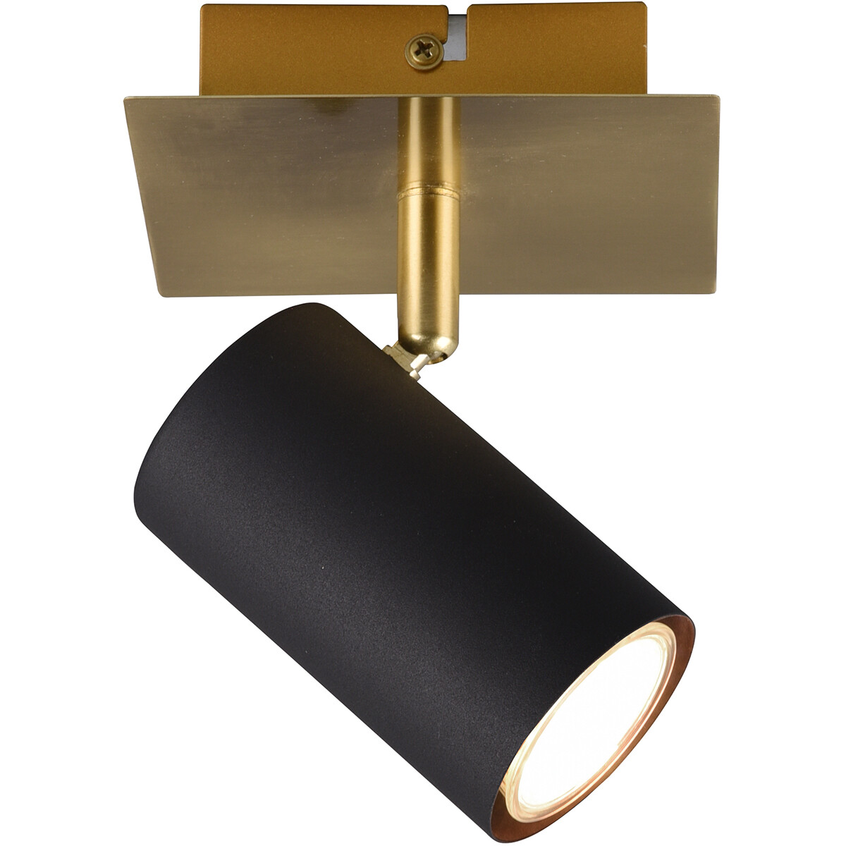 LED Wandspot - Trion Milona - GU10 Fassung - 1-flammig - Rund - Matt Schwarz/Gold - Aluminium