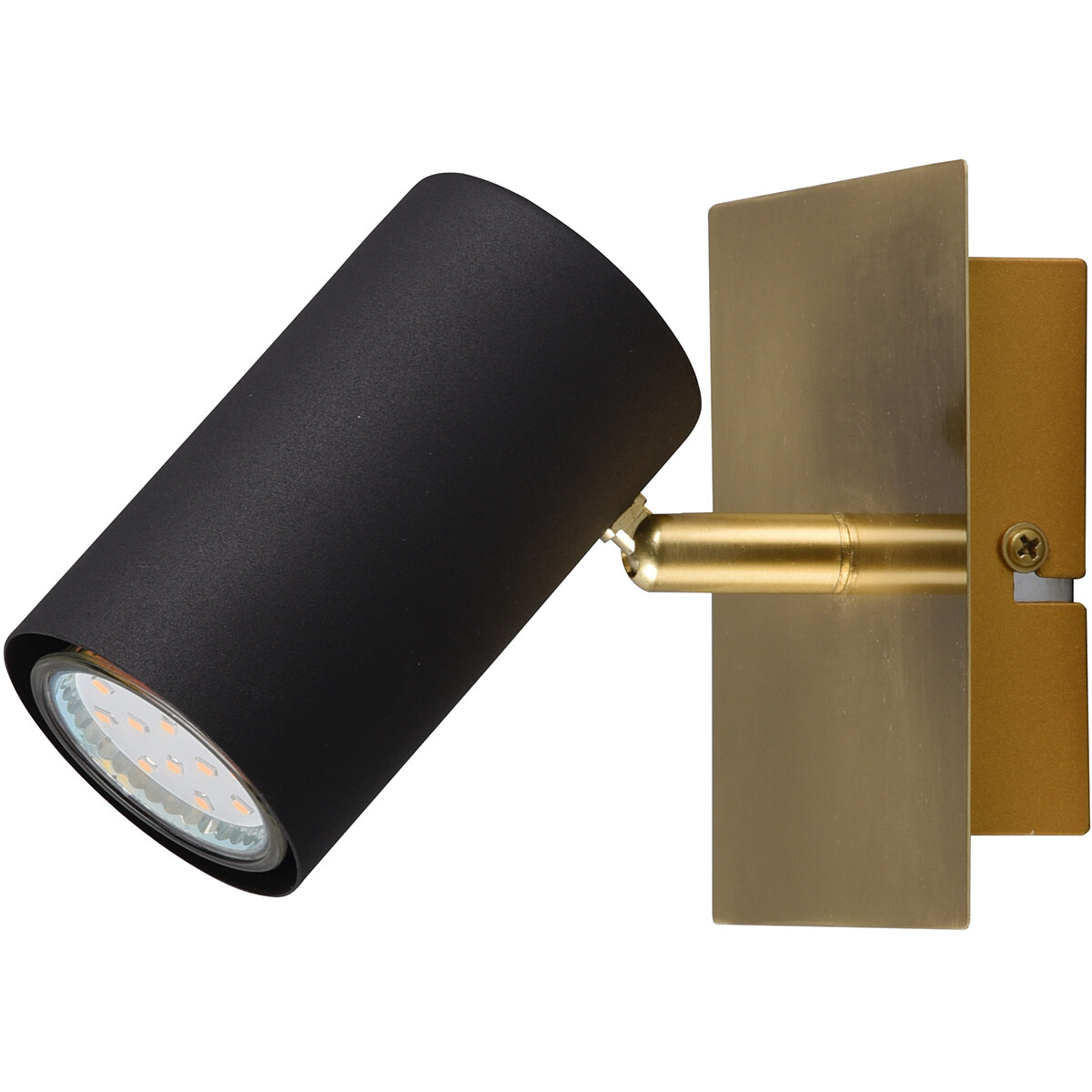 LED Wandspot - Trion Milona - GU10 Fassung - 1-flammig - Rund - Matt Schwarz/Gold - Aluminium