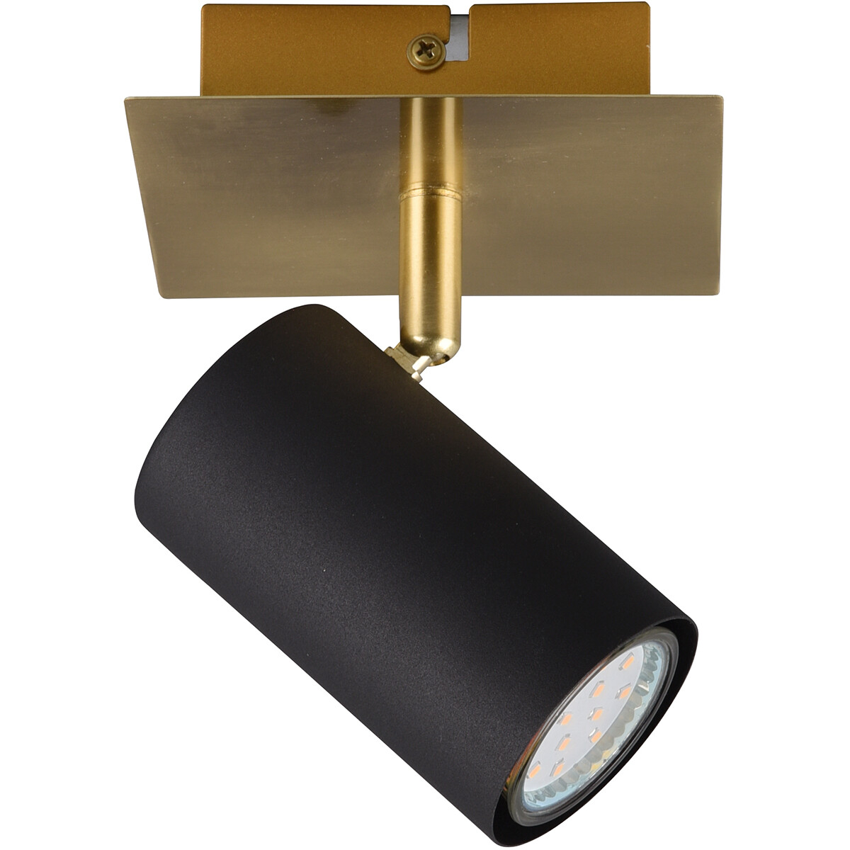 LED Wandspot - Trion Milona - GU10 Fassung - 1-flammig - Rund - Matt Schwarz/Gold - Aluminium