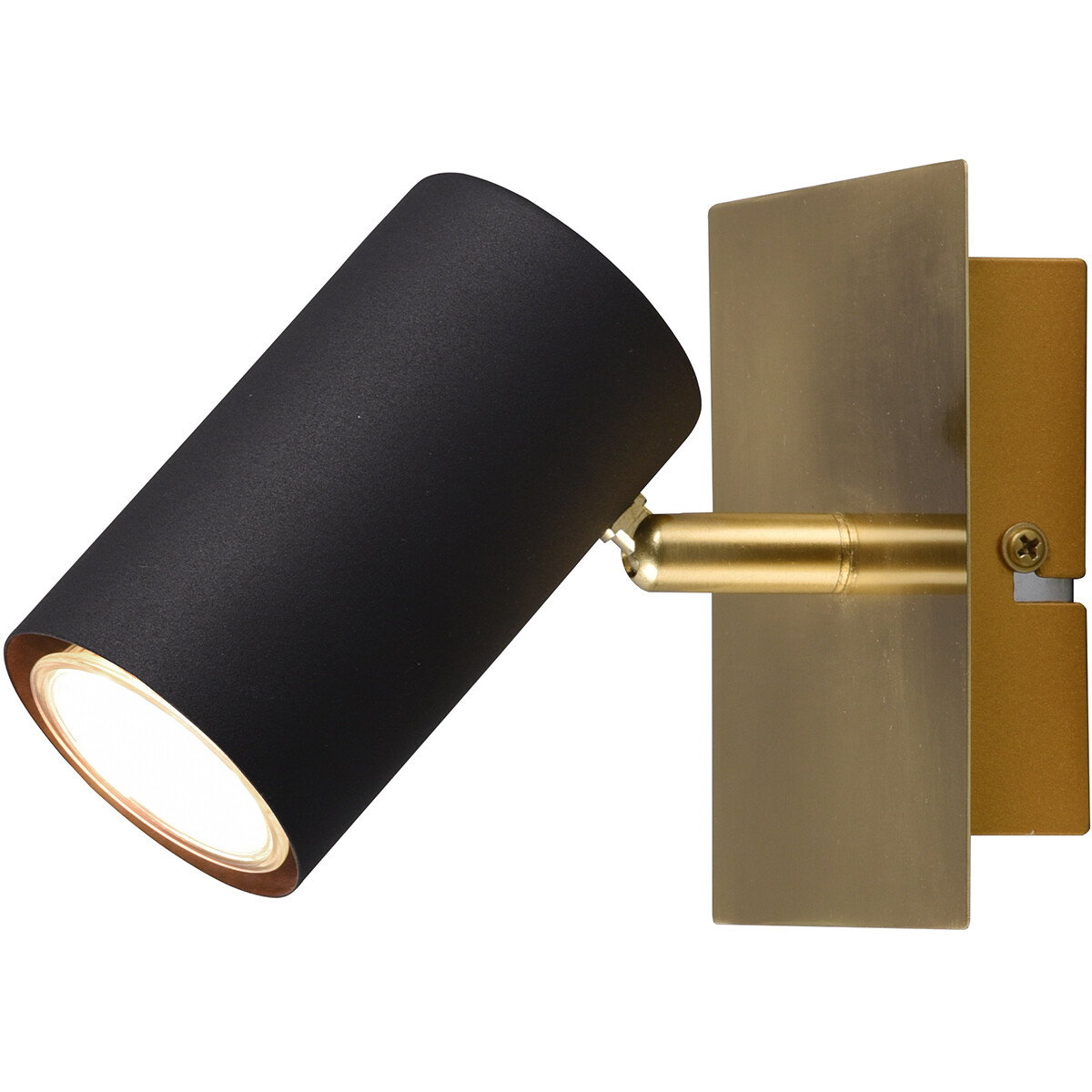 LED Wandspot - Trion Milona - GU10 Fassung - 1-flammig - Rund - Matt Schwarz/Gold - Aluminium