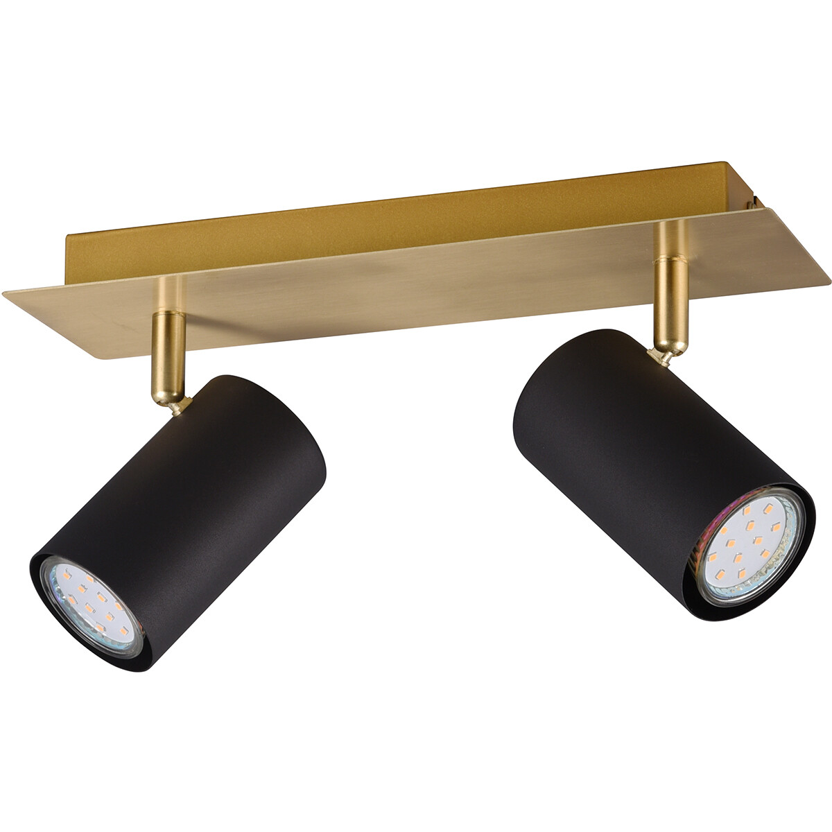 LED Deckenstrahler - Trion Milona - GU10 Fassung - 2-flammig - Rund - Mattschwarz/Gold - Aluminium