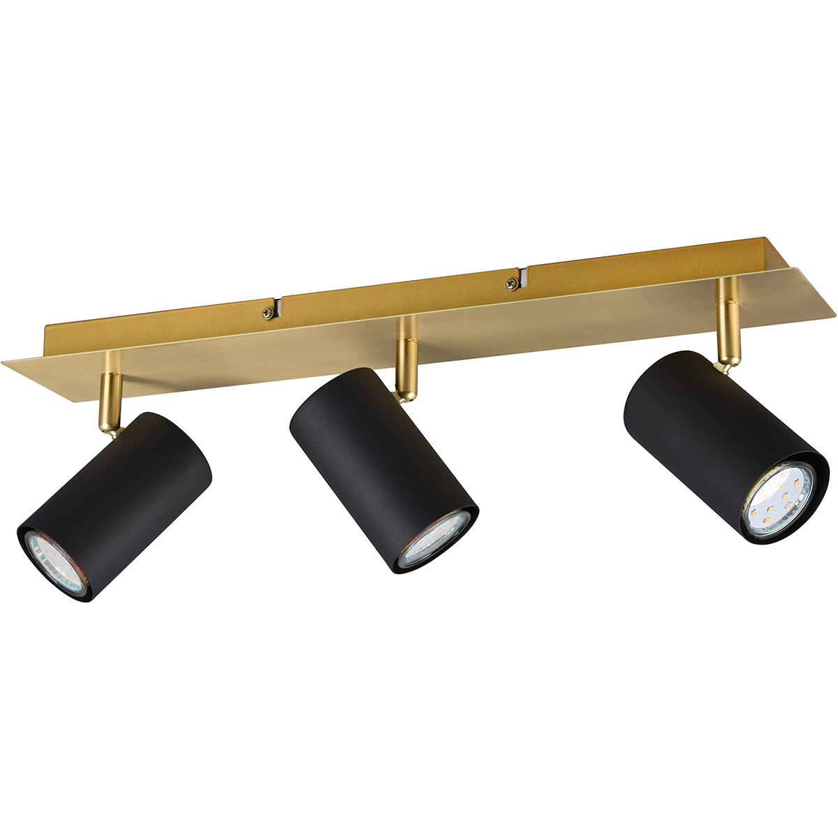 LED Deckenstrahler - Trion Milona - GU10 Fassung - 3-flammig - Rund - Mattschwarz/Gold - Aluminium