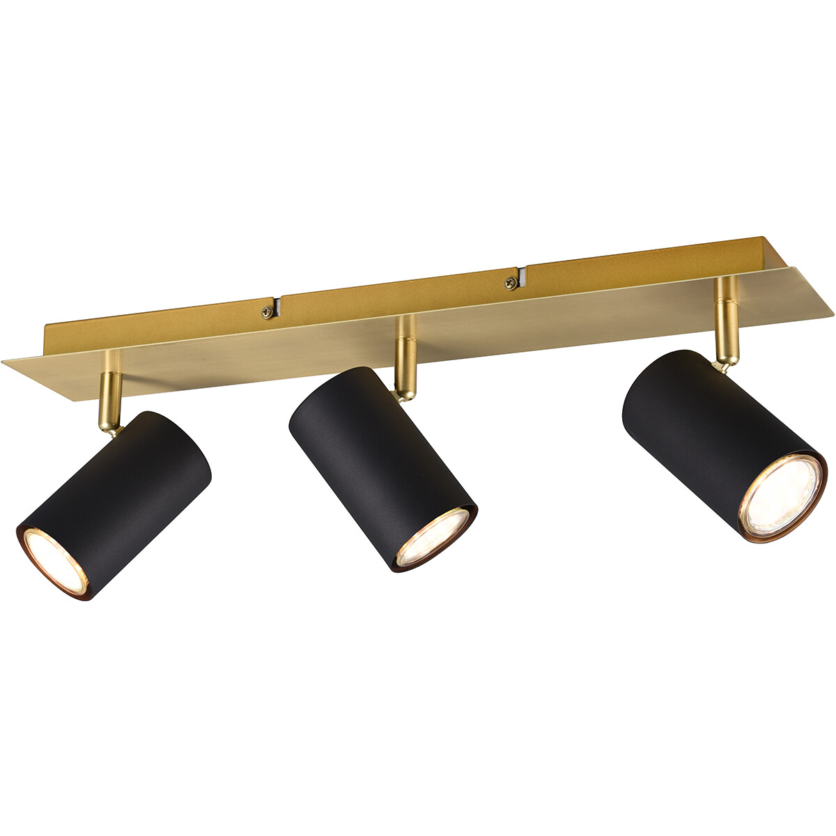 LED Deckenstrahler - Trion Milona - GU10 Fassung - 3-flammig - Rund - Mattschwarz/Gold - Aluminium