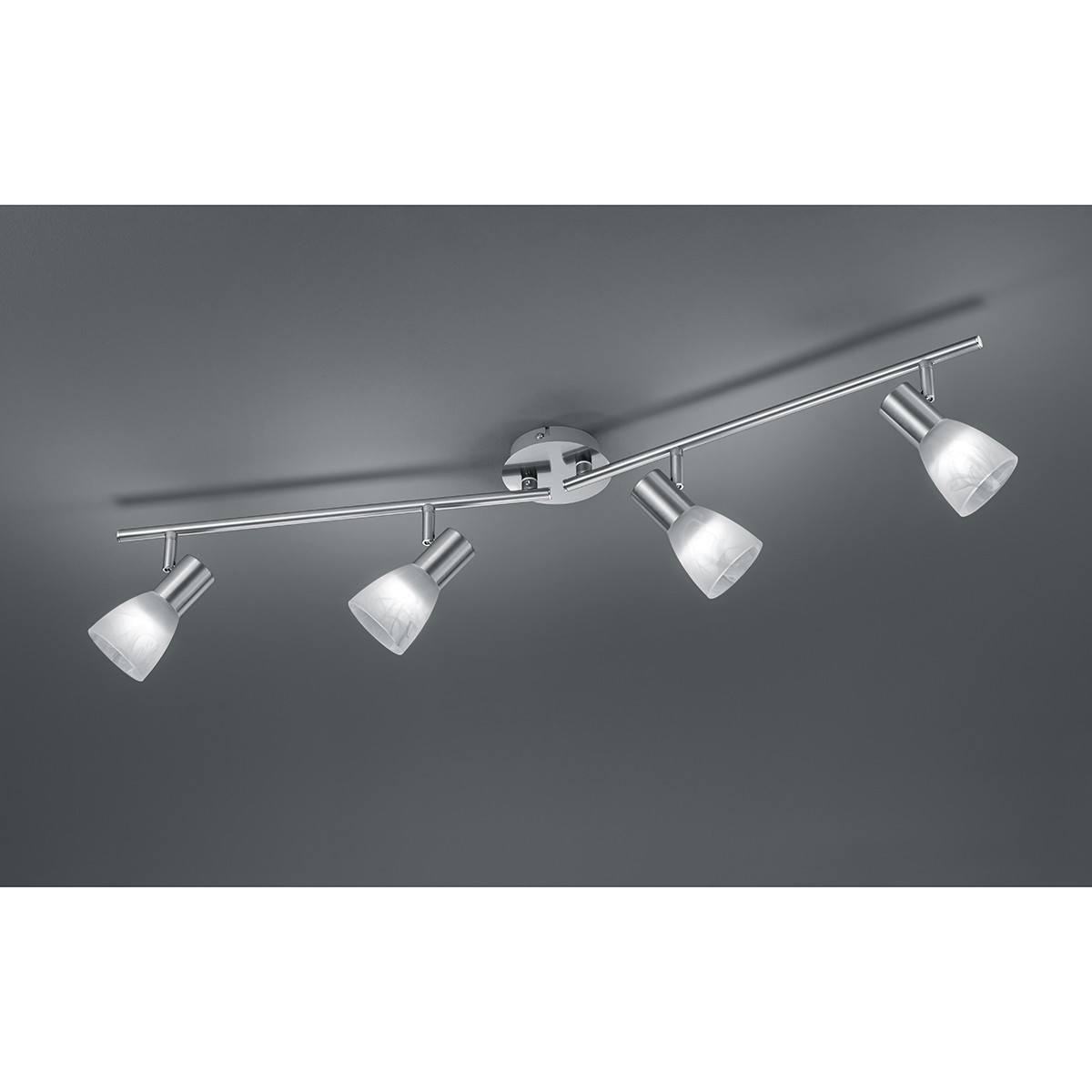 LED Deckenstrahler - Trion Vosta - E14 Sockel - 16W - Warmweiß 3000K - 4-flammig - Reckechtig - Matt Nickel - Aluminium