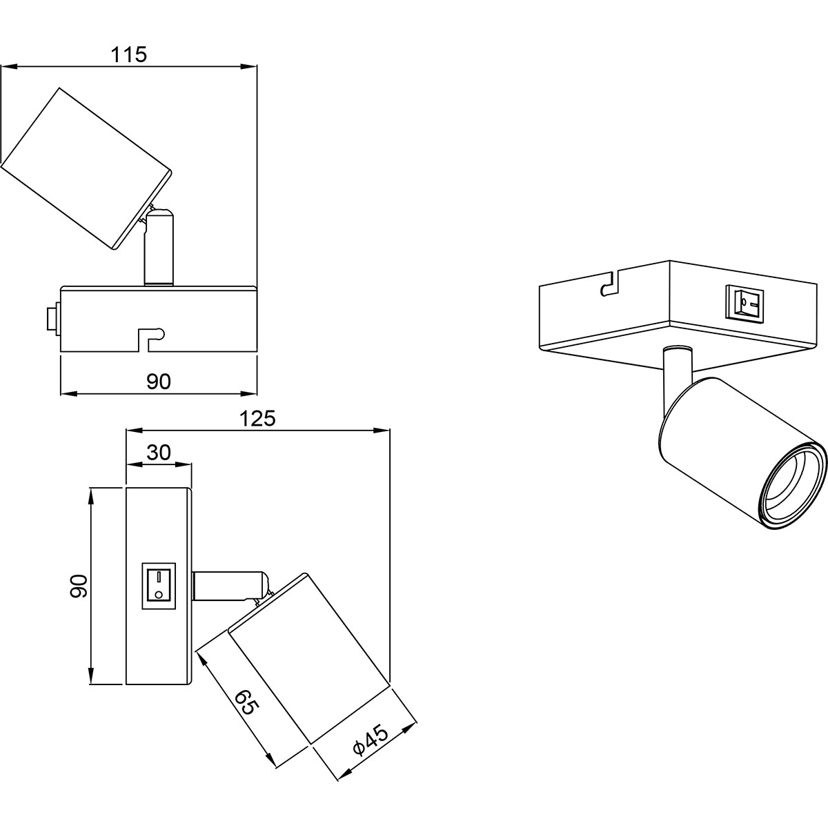 LED Wandspot - Trion Zuncka - E27 Fassung - Quadrat - Matt Nickel - Aluminium