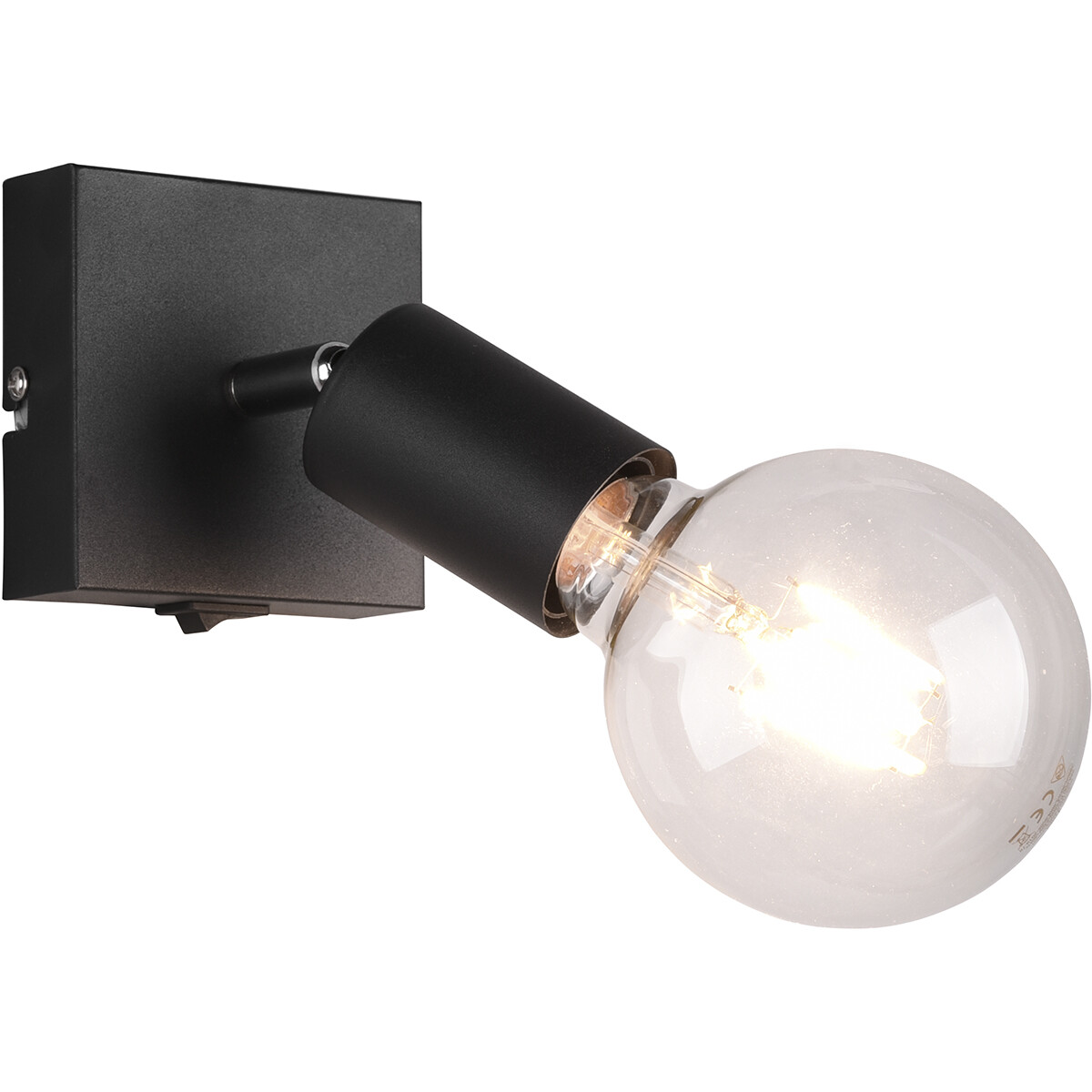 LED Wandspot - Trion Zuncka - E27 Fassung - Quadrat - Matt Schwarz - Aluminium