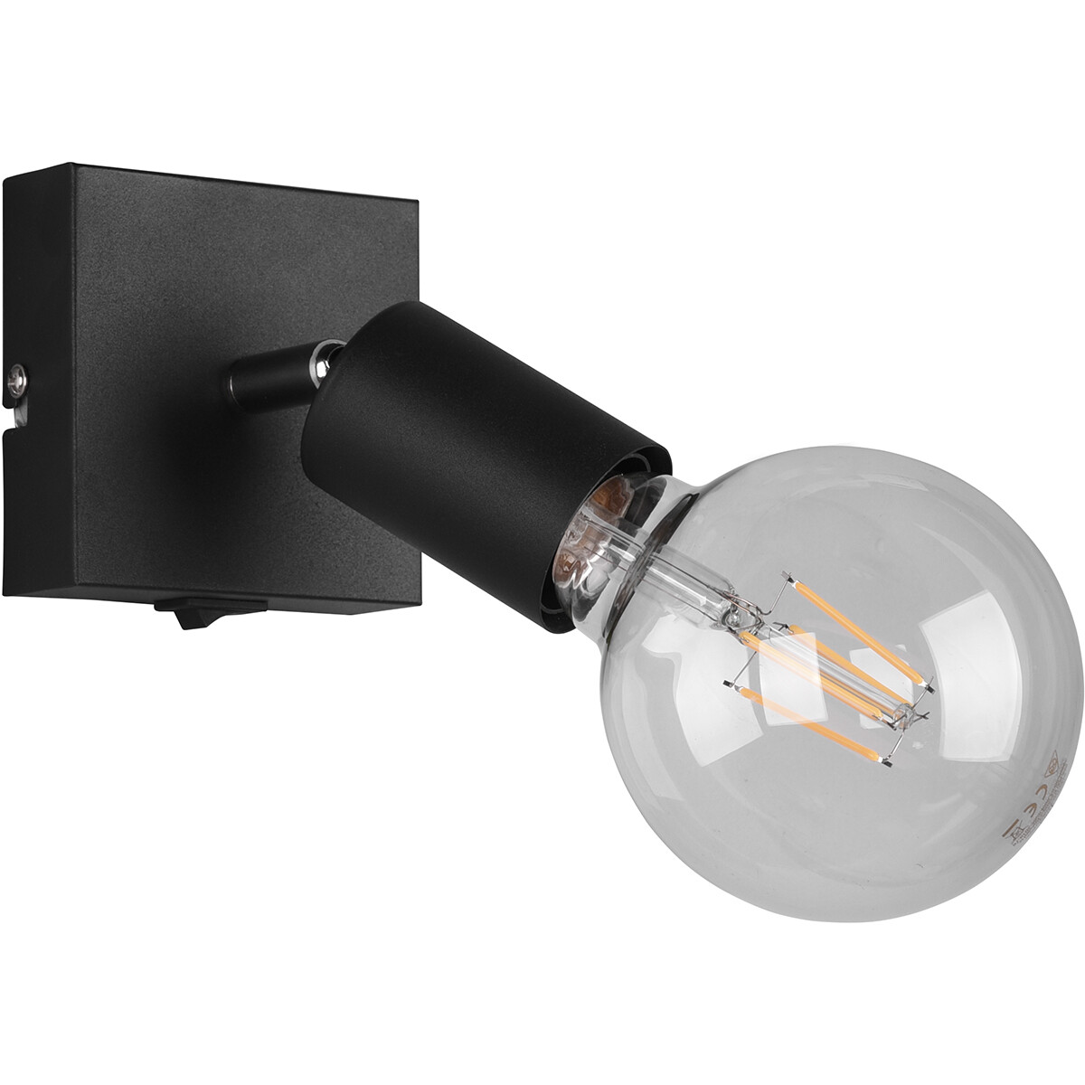 LED Wandspot - Trion Zuncka - E27 Fassung - Quadrat - Matt Schwarz - Aluminium