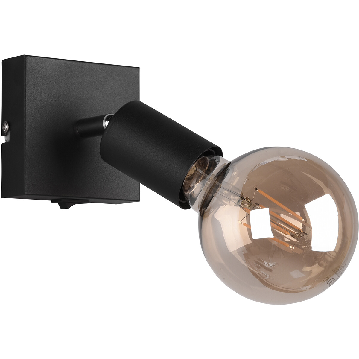 LED Wandspot - Trion Zuncka - E27 Fassung - Quadrat - Matt Schwarz - Aluminium