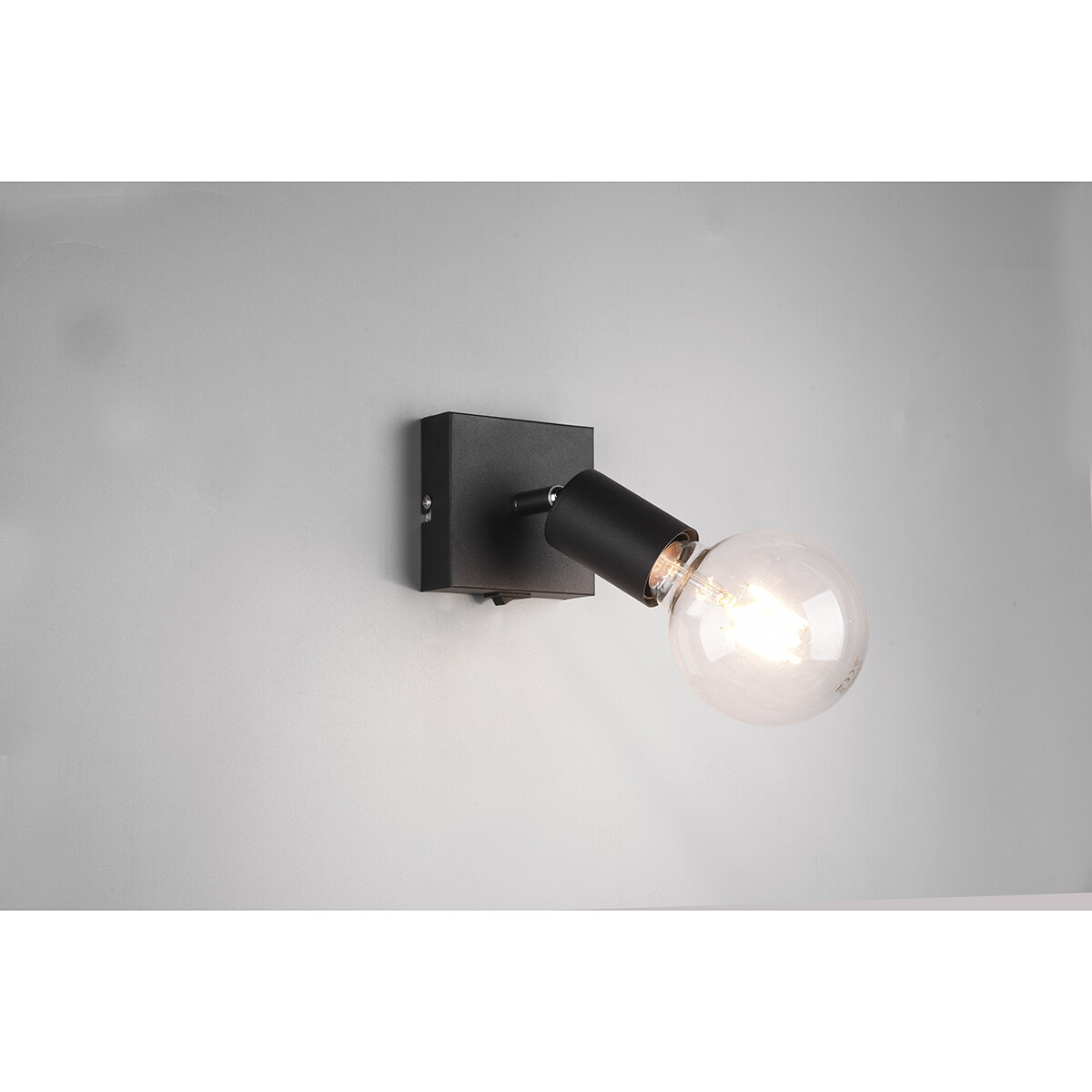 LED Wandspot - Trion Zuncka - E27 Fassung - Quadrat - Matt Schwarz - Aluminium