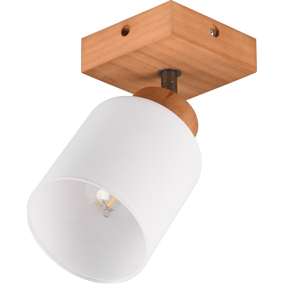 LED Wandspot - Wandbeleuchtung - Trion Asmara - E14 Fassung - Quadrat - Matt Braun - Holz