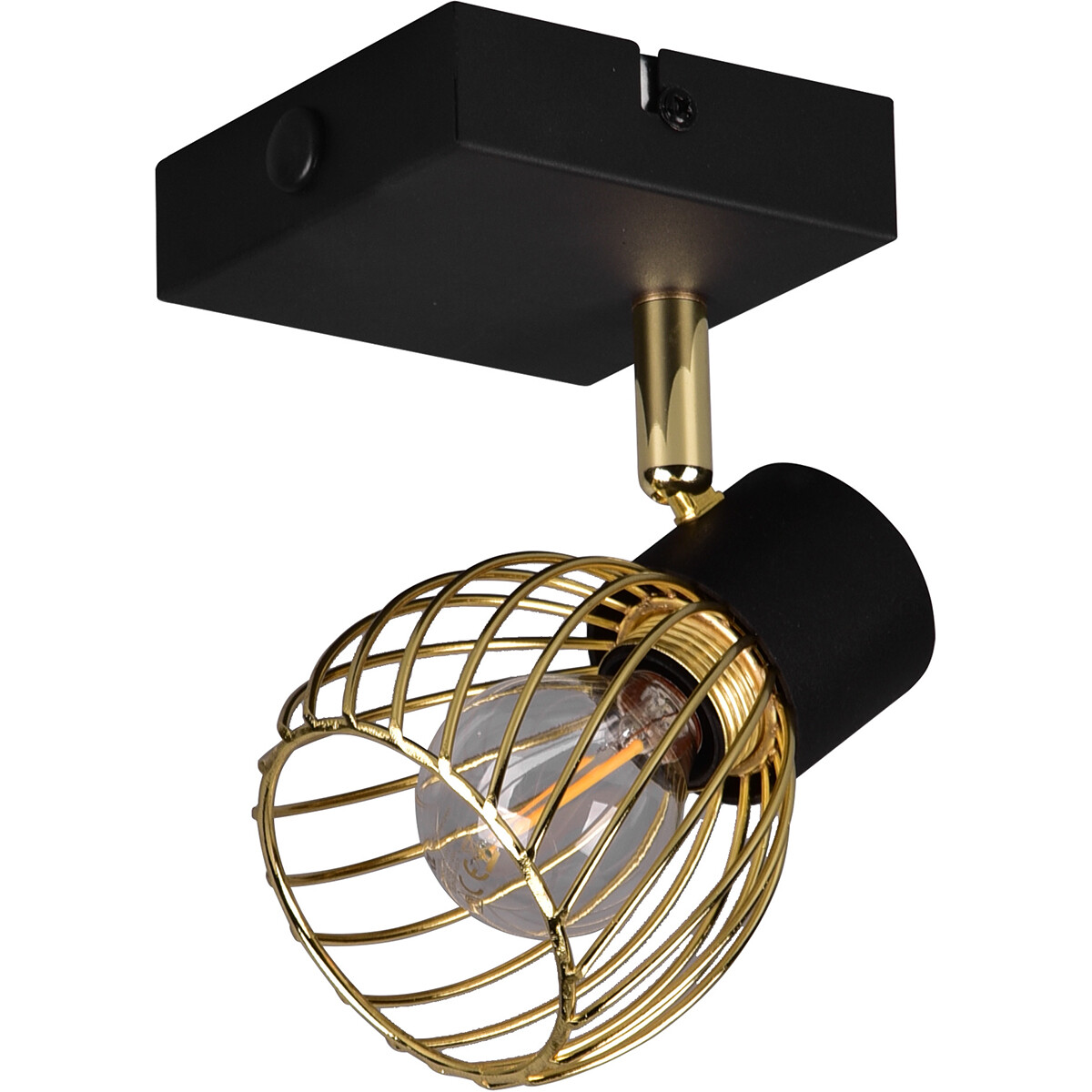 LED Wandspot - Wandbeleuchtung - Trion Ordan - E14 Fassung - Schwarz/Gold