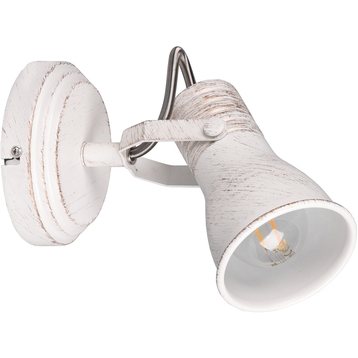 LED Wandspot - Wandbeleuchtung - Trion Sanita - E14 Fassung - 1-flammig - Rund - Antik Weiß - Aluminium