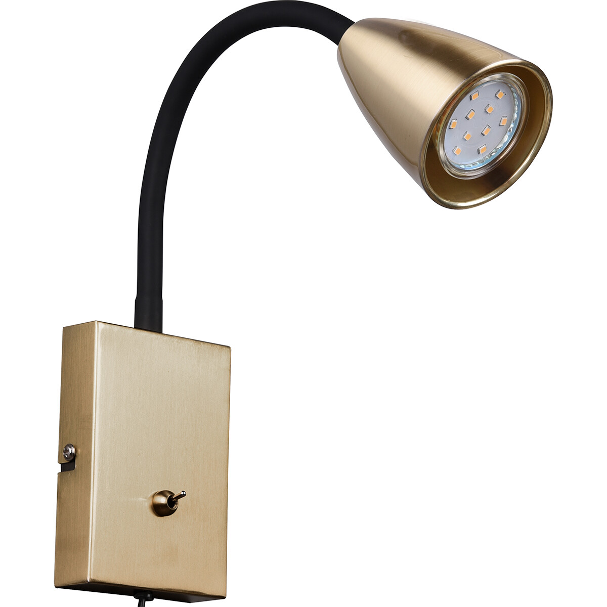 LED Wandspot - Wandbeleuchtung - Trion Wolly - GU10 Fassung - 1-flammig - Rechteckig - Matt Gold - Aluminium